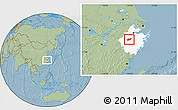 Savanna Style Location Map of Lanxi, highlighted parent region, hill shading