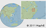 Savanna Style Location Map of Lanxi, hill shading