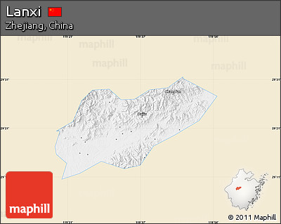 Classic Style Map of Lanxi, single color outside