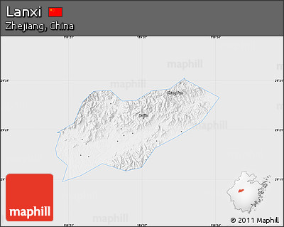 Silver Style Map of Lanxi, single color outside