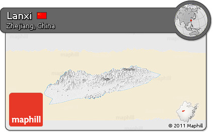Classic Style Panoramic Map of Lanxi, single color outside