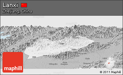 Gray Panoramic Map of Lanxi