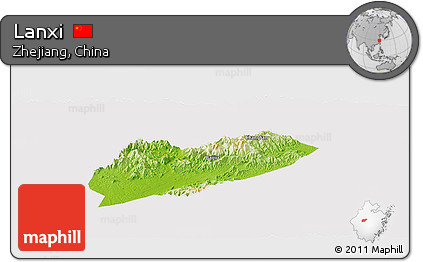 Physical Panoramic Map of Lanxi, cropped outside