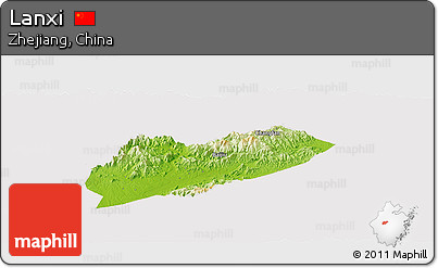 Physical Panoramic Map of Lanxi, cropped outside