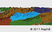 Political Panoramic Map of Lanxi, darken