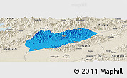 Political Panoramic Map of Lanxi, shaded relief outside