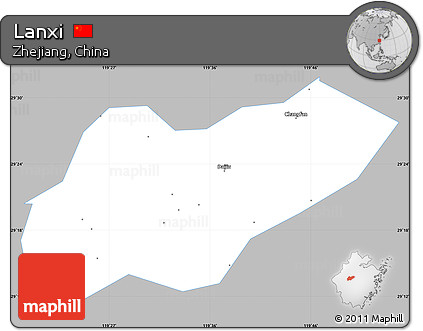 Gray Simple Map of Lanxi, single color outside