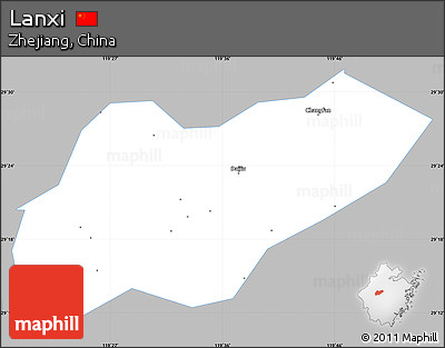 Gray Simple Map of Lanxi, single color outside
