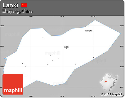 Gray Simple Map of Lanxi, single color outside