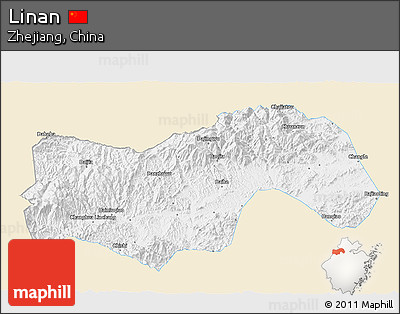 Classic Style 3D Map of Linan, single color outside