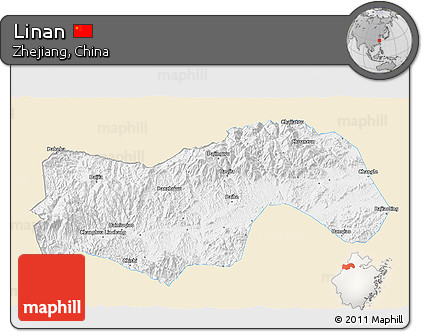 Classic Style 3D Map of Linan, single color outside