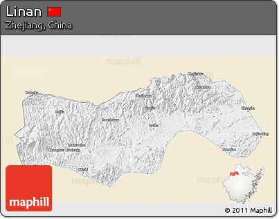 Classic Style 3D Map of Linan, single color outside