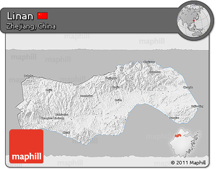 Gray 3D Map of Linan, single color outside