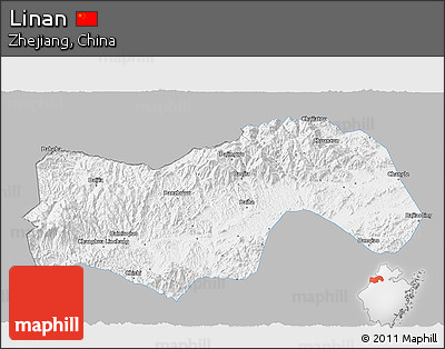 Gray 3D Map of Linan, single color outside
