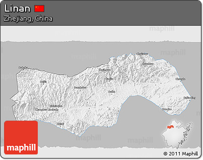 Gray 3D Map of Linan, single color outside