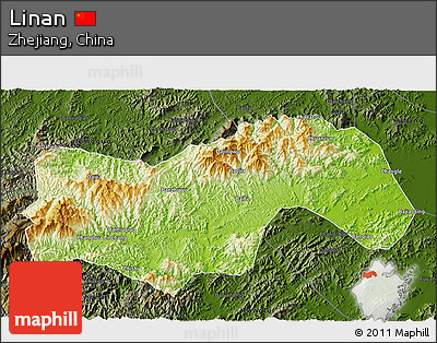 Physical 3D Map of Linan, darken