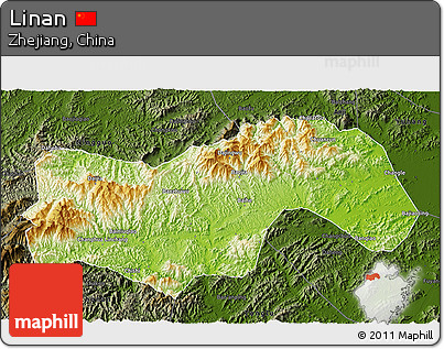 Physical 3D Map of Linan, darken