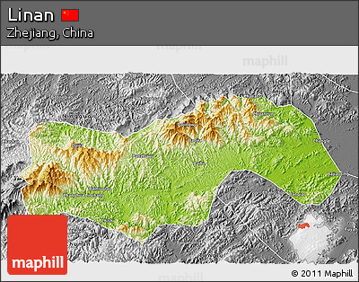 Physical 3D Map of Linan, desaturated