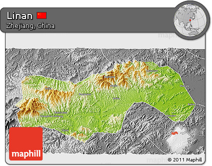Physical 3D Map of Linan, desaturated