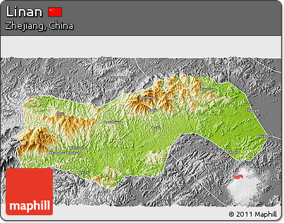 Physical 3D Map of Linan, desaturated