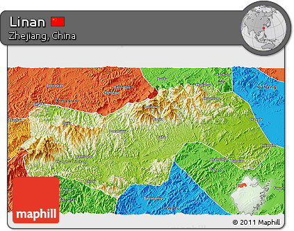 Physical 3D Map of Linan, political outside