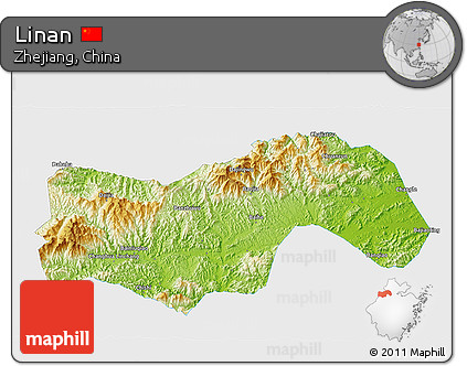 Physical 3D Map of Linan, single color outside