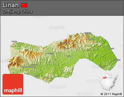 Physical 3D Map of Linan, single color outside