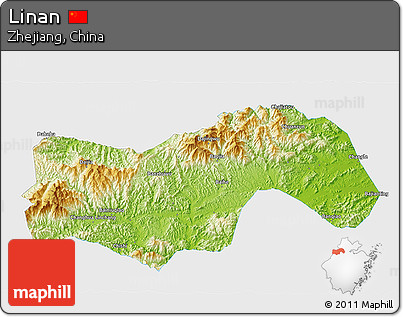 Physical 3D Map of Linan, single color outside