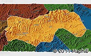 Political 3D Map of Linan, darken