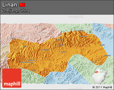 Political 3D Map of Linan, lighten