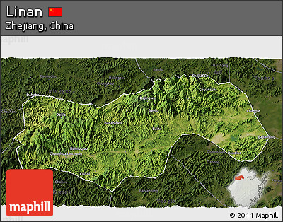 Satellite 3D Map of Linan, darken