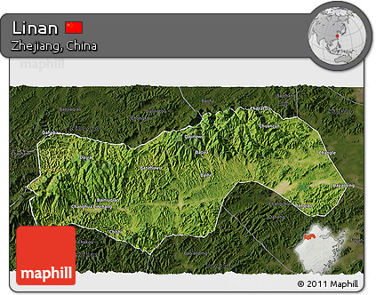 Satellite 3D Map of Linan, darken