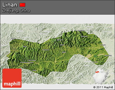 Satellite 3D Map of Linan, lighten