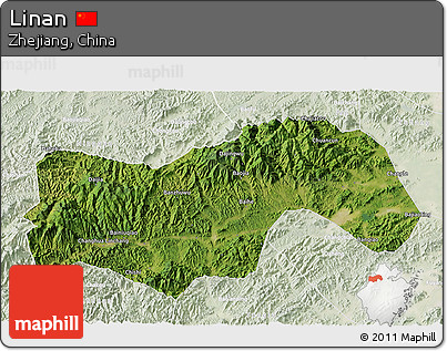 Satellite 3D Map of Linan, lighten