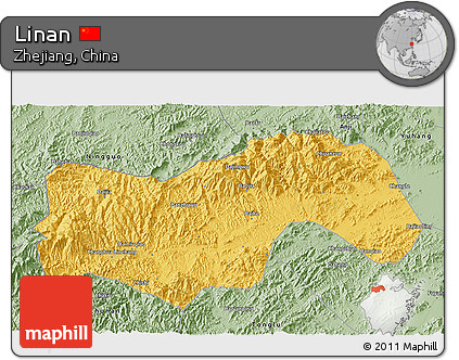 Savanna Style 3D Map of Linan
