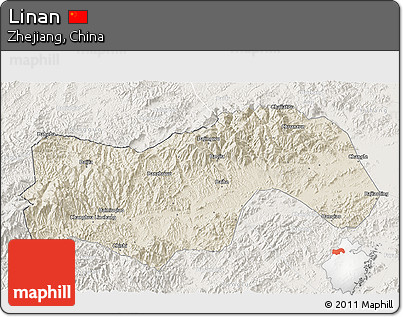 Shaded Relief 3D Map of Linan, lighten