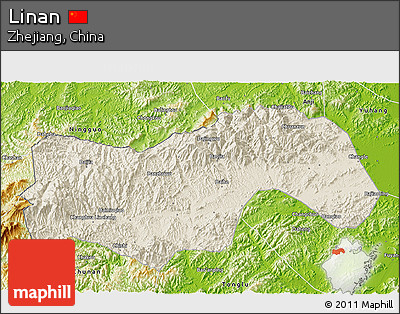 Shaded Relief 3D Map of Linan, physical outside
