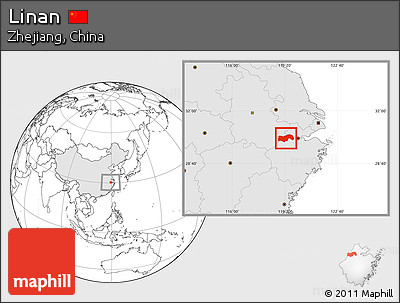 Blank Location Map of Linan, highlighted country