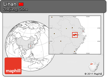 Blank Location Map of Linan, highlighted country