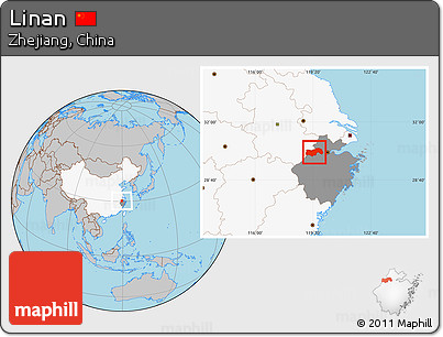 Gray Location Map of Linan, highlighted country, highlighted parent region