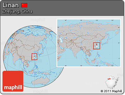 Gray Location Map of Linan, highlighted parent region, within the entire country