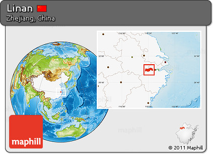Physical Location Map of Linan, highlighted country