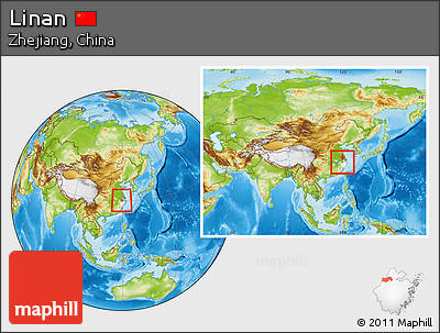 Physical Location Map of Linan, highlighted parent region, within the entire country