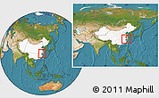 Satellite Location Map of Linan, highlighted country, highlighted parent region, within the entire country
