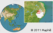 Satellite Location Map of Linan, highlighted parent region