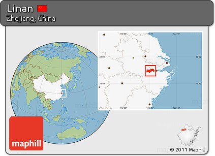 Savanna Style Location Map of Linan, highlighted country
