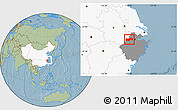 Savanna Style Location Map of Linan, highlighted country, highlighted parent region, hill shading