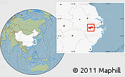 Savanna Style Location Map of Linan, highlighted country, hill shading
