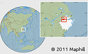 Savanna Style Location Map of Linan, highlighted parent region, hill shading