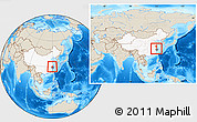 Shaded Relief Location Map of Linan, highlighted country, highlighted parent region, within the entire country